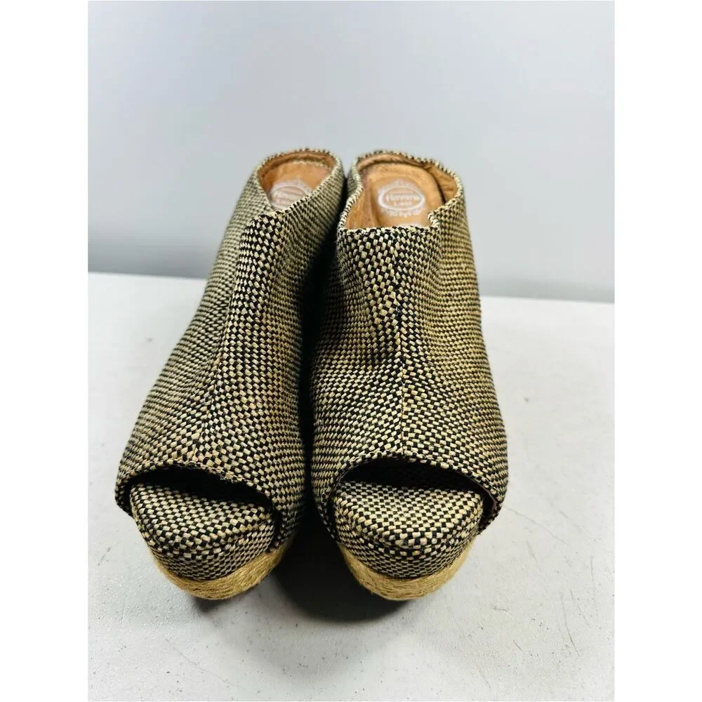 Jeffrey Campbell 2010s Virgo Fab Wedge Platform tweed jute leather slip on sz 7